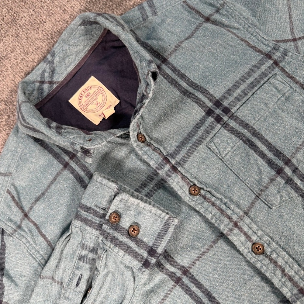 Fat Face Mens Teal Green Plaid Flannel Button Down Shirt Size M Regular #4422